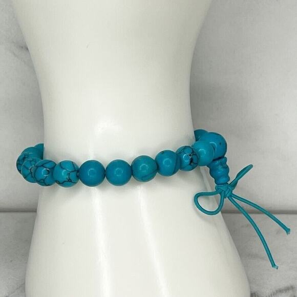 Blue Faux Turquoise Beaded Stretch Bracelet - Picture 1 of 6